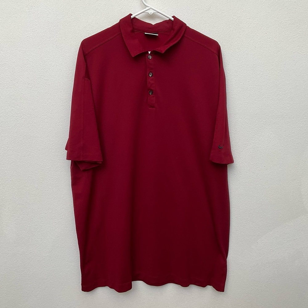 Nike Golf FitDry Dark Red 3 Button Short Sleeve Polo Size 3XL Preppy Sports